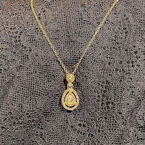 Pear Double Halo 1CTW White Sapphire Pendant 18kt Vermeil